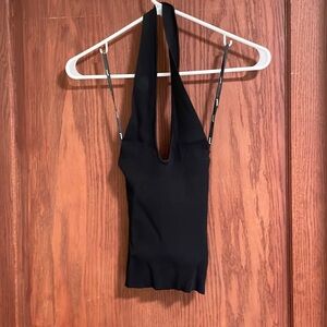 NWT MINKPINK Black Maitland Knit Halter Top